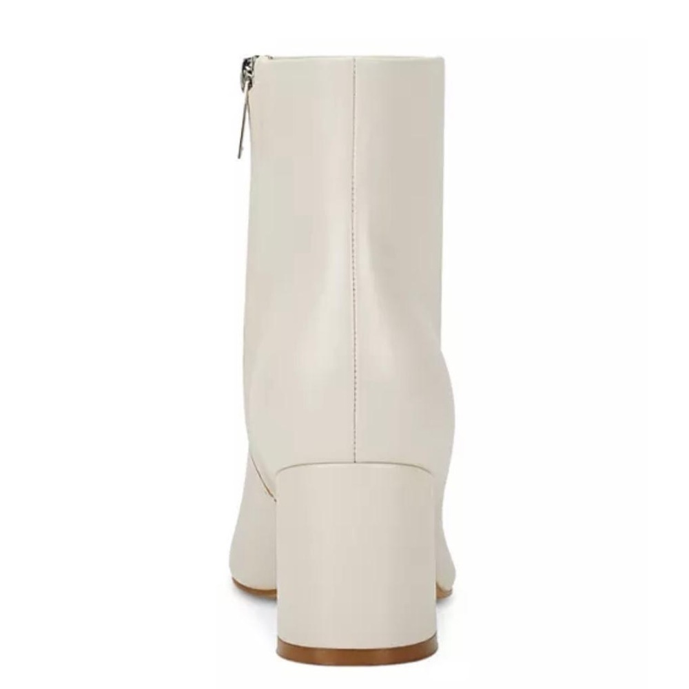 NIB Marc Fisher Jarli High Heel Pointed Toe Leather Booties in Ivory - Picture 3 of 12